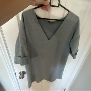 Misguided grey v-neck oversized mini shirt dress